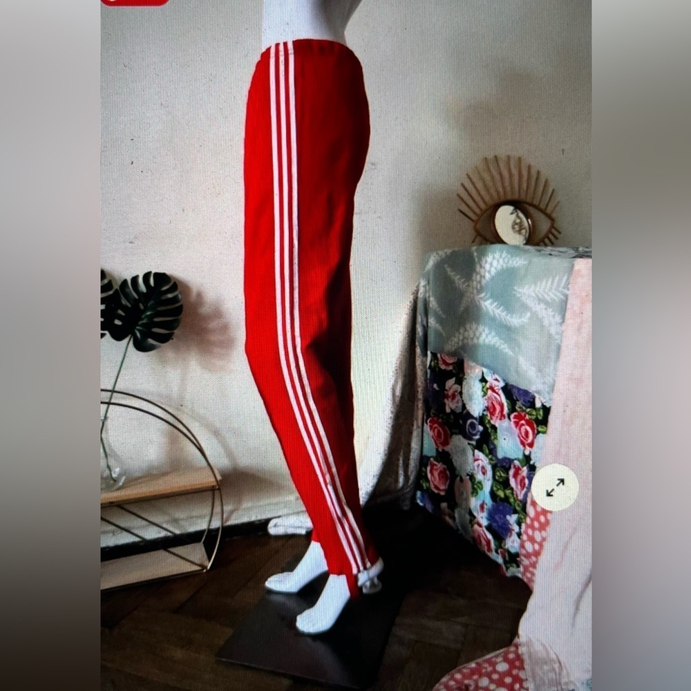Rare!! True Vintage 1970s Adidas Red White Stripe Stirrup Joggers Track Pants